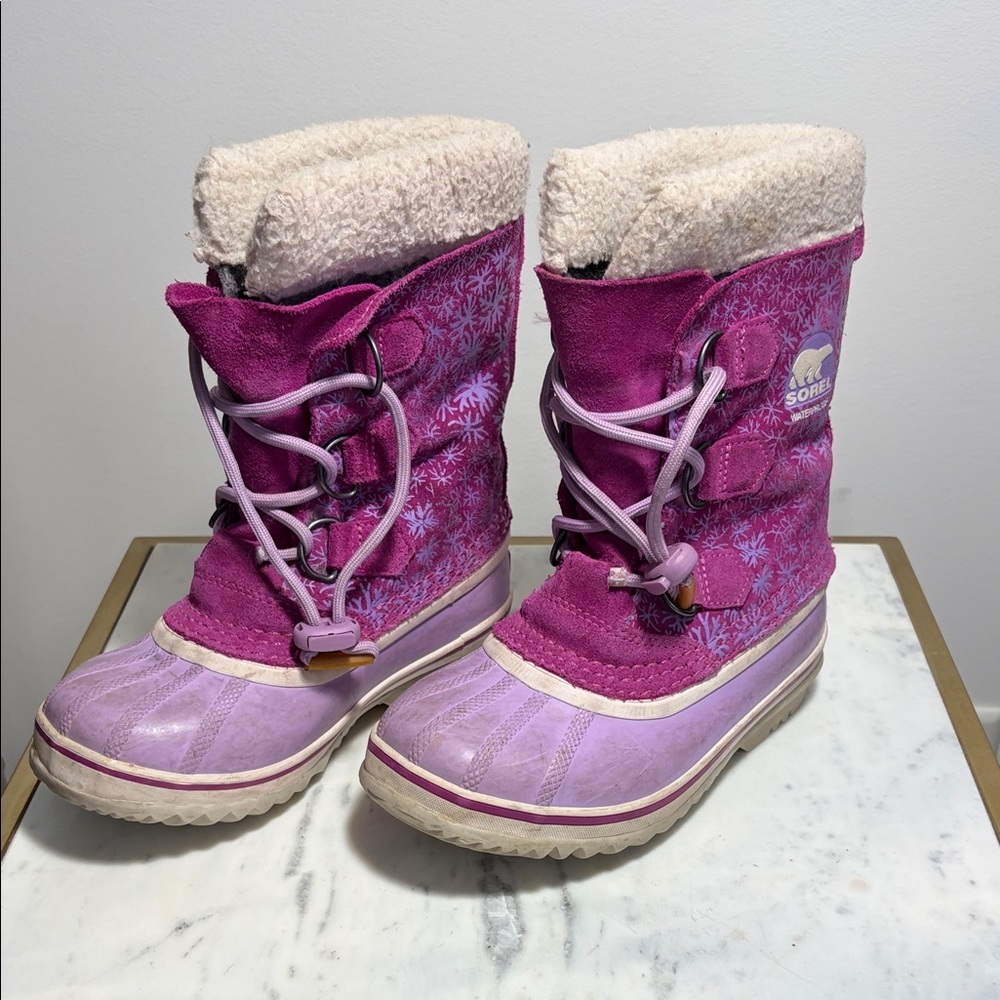 Sorel Girls Snowflake Insulated Fuchsia and Lavender Snow Boots